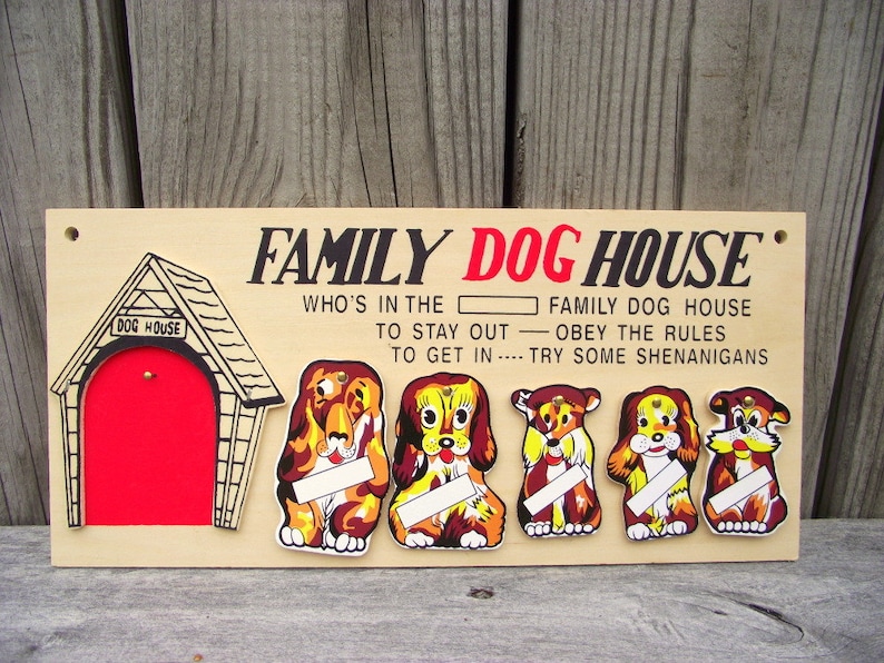 Vintage Family Dog House Wall Plaque Sign In the Dog House Etsy