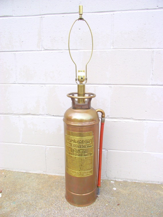 Vintage Fire Extinguisher Table Lamp Copper and Brass Industrial