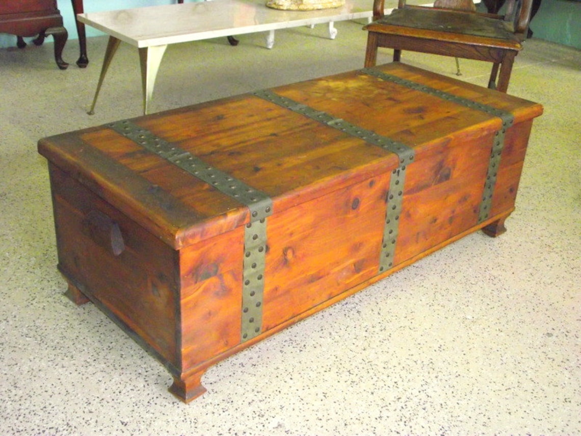 Larkin Solid Cedar Chest Storage Trunk Coffee Table Rustic Etsy