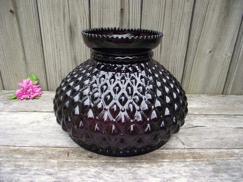 Antique Purple Amethyst Glass Fenton Quilted Parlor Lamp Shade Globe For 10 Fitter Replacement Light Lampshade Diamond Hobnail Beaded