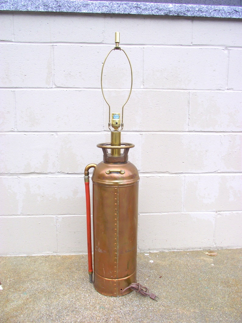 Vintage Fire Extinguisher Table Lamp Copper and Brass Etsy