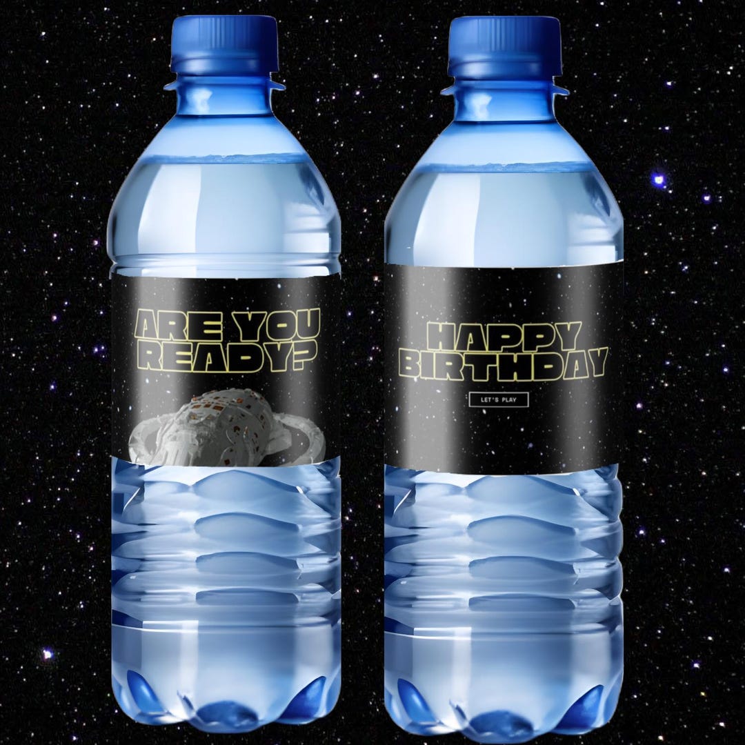 Space Theme Birthday Water Bottle Labels | Galaxy Party Decorations ...