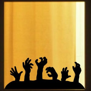 Adesivo per finestre di Halloween con mani inquietanti / Decalcomania a silhouette / Grande adesivo statico / Scena spettrale con erba / Decorazione di Halloween per interni