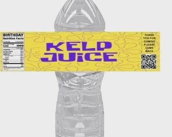 Happy Birthday Water Bottle Labels | Kelp Juice, Party Decoration