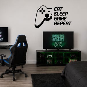 Eat Sleep Game Repeat Gaming Controller Wall Decal | Controller Design | Removable Vinyl | Gamer Decor| Glossy