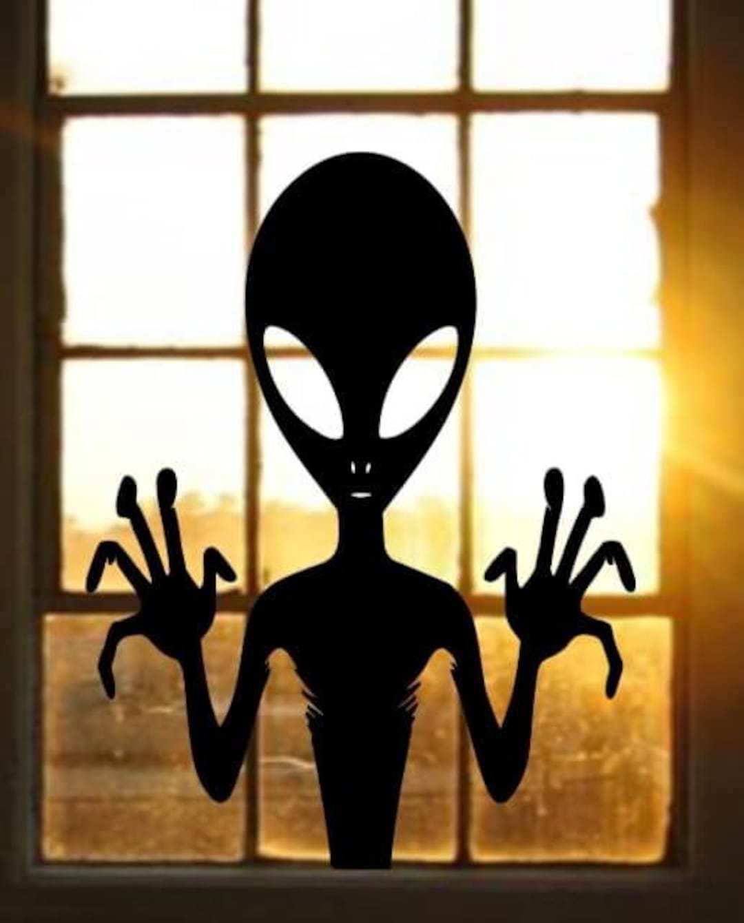 Alien Silhouette Window Decal, Large and Reusable Halloween Static ...