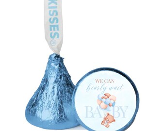 Wir können kaum warten Schokolade Süßigkeit Kuss Aufkleber | 100 ct| Glänzend| Babypartygeschenke