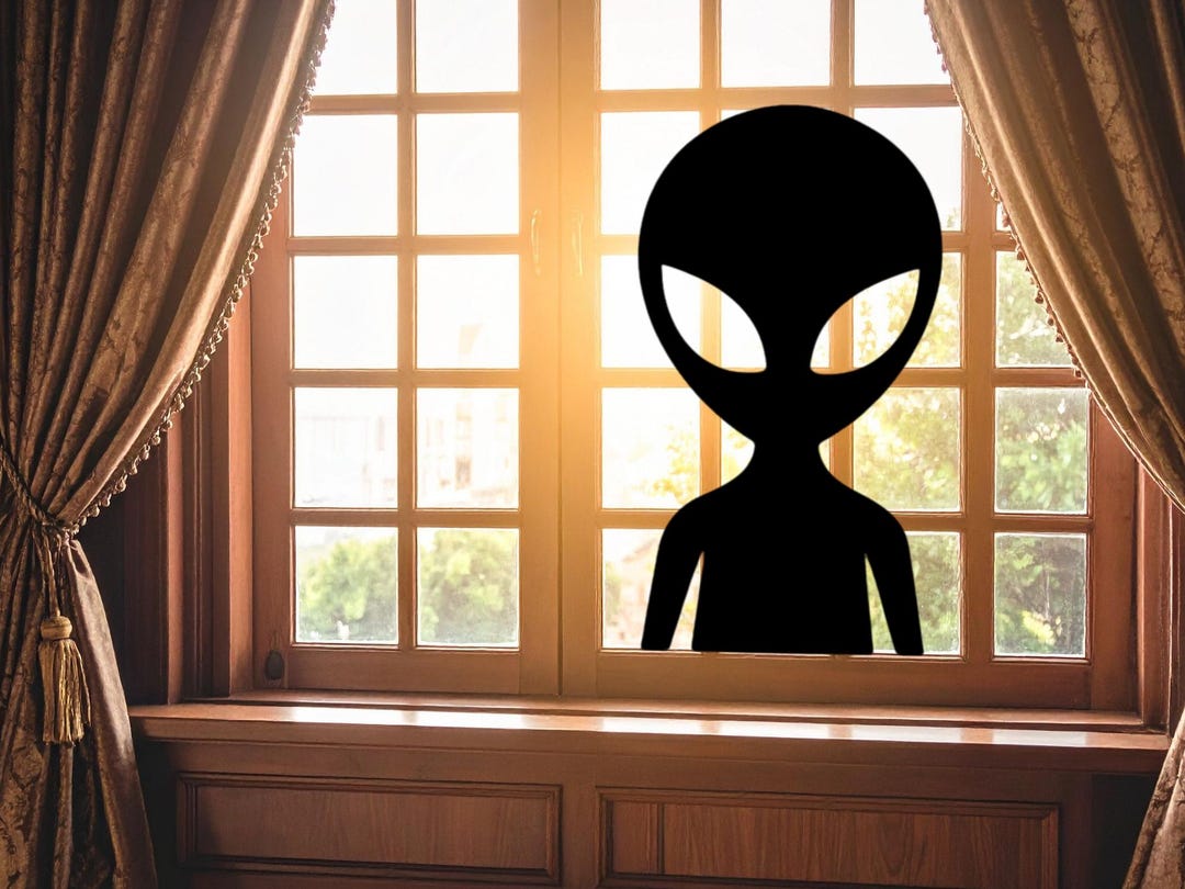 Reusable Alien Window Cling Decal | Large Silhouette Peel and Stick ...
