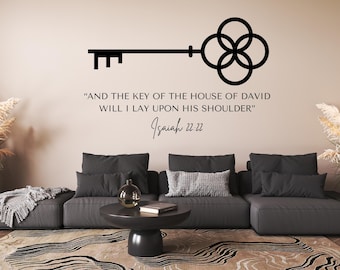 Adesivos de parede em vinil com versículo bíblico de Isaías 22:22 | Inspiração cristã | Decoração de parede