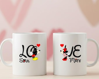 Liebhaber Mickey und Minnie Becher, Disney Paar Valentines Kaffeetasse, passende Disney Lovers Becher, Disney Geschenk zum Valentinstag