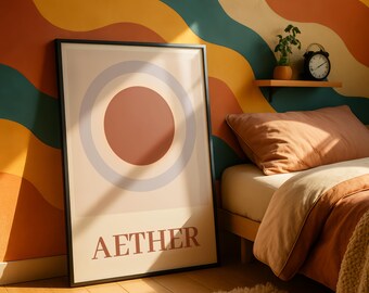Aether minimalist Abstract Wall Art Neutral Print modern interior decor scandi home aesthetic muted tones beige poster living room bedroom