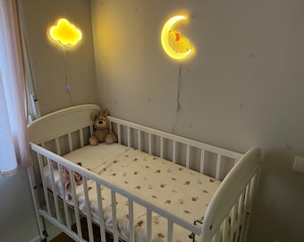 Elephant Moonlet + Cloud Lamp Combo | Matching Nursery Lamp Set | Dimmable Night Lights for Kids