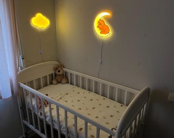 Sloth Moonlet + Cloud Lamp Combo | Matching Nursery Lamp Set | Dimmable Night Lights for Kids