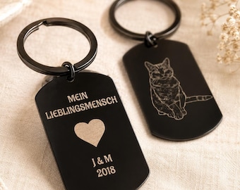Llavero personalizado de acero inoxidable con grabado | Nombre, fecha, texto o foto | Regalo para él y para ella