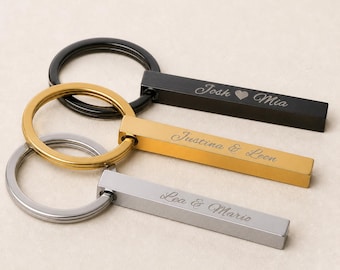 Llavero personalizado de acero inoxidable con grabado: nombre, fecha o coordenadas. Regalo ideal para él o ella.