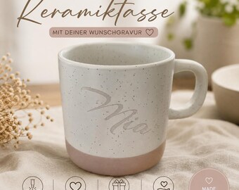 Taza de cerámica personalizada con grabado – Taza de 360 ml con nombre, regalo para mamá, cumpleaños y Navidad.