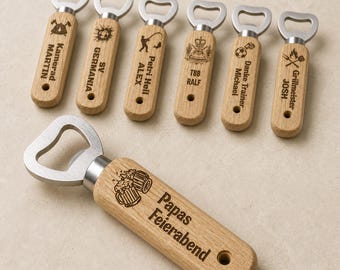 Abrebotellas de madera personalizado con grabado | Regalo para papá, entrenador de fútbol, maestro de la barbacoa y club de tiro