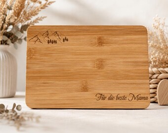Tabla de bambú individual para desayunos y meriendas: tabla de cortar personalizada, ideal como regalo de cumpleaños, bodas o el Día del Padre.