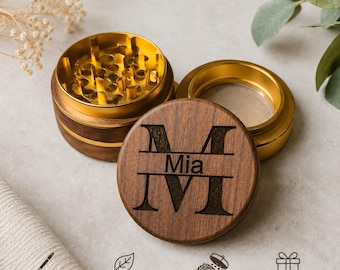 Molinillo de madera personalizado con grabado – molinillo de hierbas con nombre – regalo para amigo, cumpleaños, aniversario