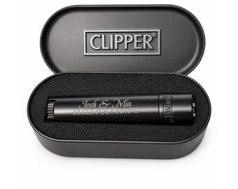 Clipper Feuerzeug personalisiert mit Gravur – Name Datum Initialen – Geschenk für Ihn Sie Freund Freundin Geburtstag Jahrestag - Mit Box