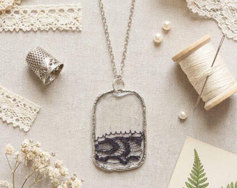 Navy lace Fragment Pendant