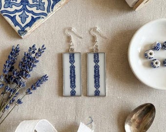 Santorini Bloom Tile Drop Earrings