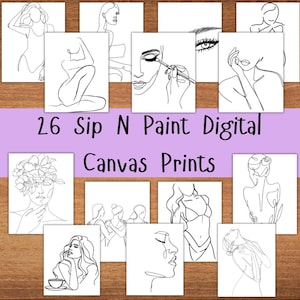26 Sip N Paint Canvas Prints | Digital Prints | Instant download
