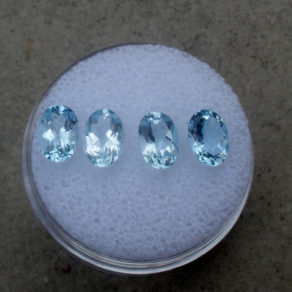 4 Aquamarine oval loose faceted natural gems 6x4mm each