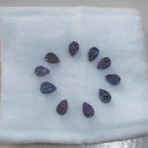 10 Drusy Quartz Mystic Pear Gems 6 x 4mm each
