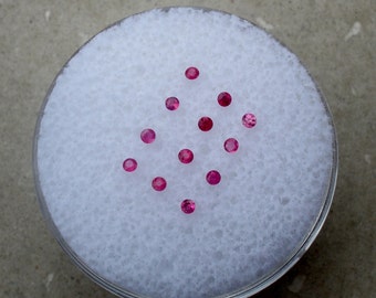 12 Loose Natural Red Ruby Round Gems 1.5mm each