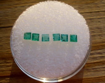 6 Colombian Emerald Square Natural Gems 2.5mm each