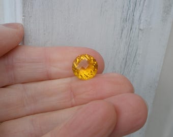 Gemma naturale sfaccettata rotonda in citrino dorato da 12 mm, per artigianato, gioielli e regali