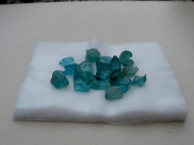 Blue Apatite crystal rough gem mix parcel over 25 carats image 2