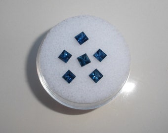 6 Blue Sapphire Princess Loose Faceted Natural Gems 3.0mm each