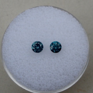 2 Blue Round Diamonds 3.5mm each