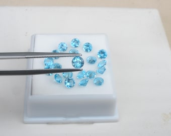 Topazio blu rotondo sfaccettato naturale sfuso 4 mm