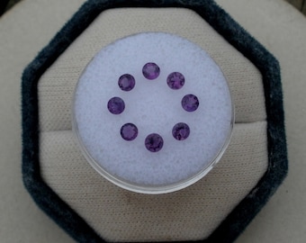 8 gemme naturali sfaccettate rotonde di ametista sciolte da 3 mm ciascuna
