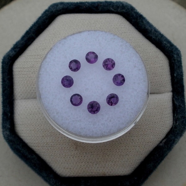 8 Amethyst Round Loose Faceted Natural Gems 3mm each