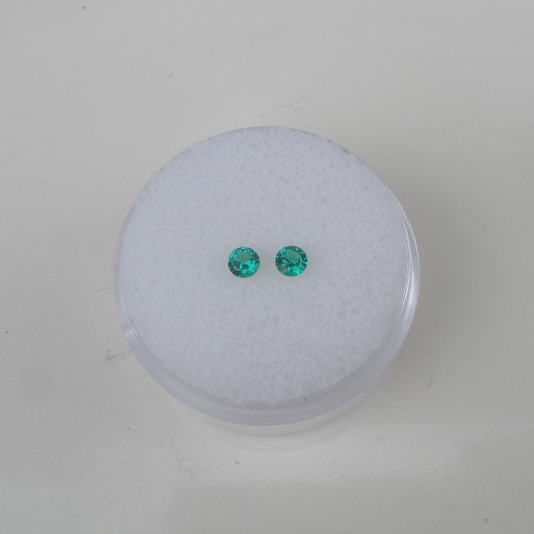 Colombian Emerald Round Loose Faceted Natural Gem Pair 3mm