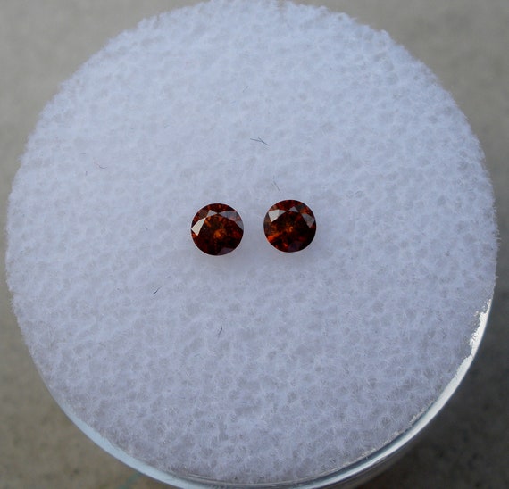 Cognac Red Natural Diamond Loose Faceted Round 3mm
