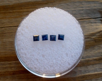 4 Loose Natural Square Blue Sapphires 2.0mm each