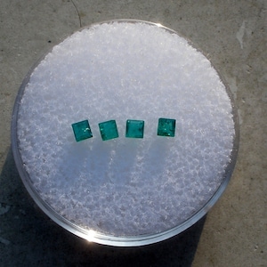 4 Colombian Emerald Square Loose Natural  Gems 2.5mm each