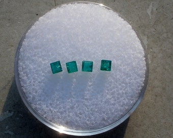 4 Colombian Emerald Square Loose Natural  Gems 2.5mm each