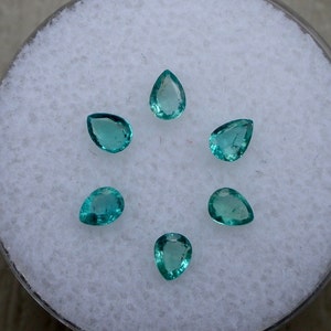 6 Loose Pear Shape Natural Columbian Emerald Gems 4 x 3mm each