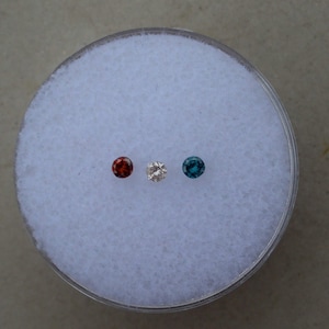 Multicolor Natural Diamond Lot 3 Total Diamonds Loose Faceted Rounds 2mm Each