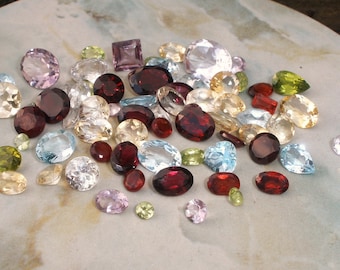 50 Carat Faceted Gemstone Mix, AA Grade Semiprecious Stones