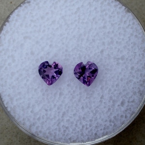 Loose Natural Amethyst Heart Gem Pair 4mm each