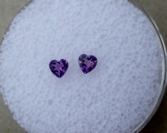 Amethyst Heart Loose Faceted Natural Gem Pair 3mm Each