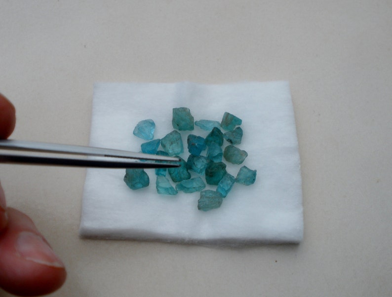 Blue Apatite crystal rough gem mix parcel over 25 carats image 3