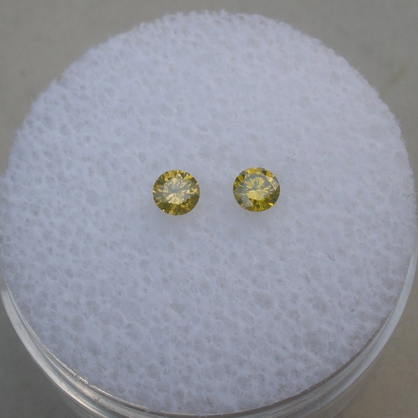 Yellow Natural Diamond Loose Faceted Round Pair 3mm